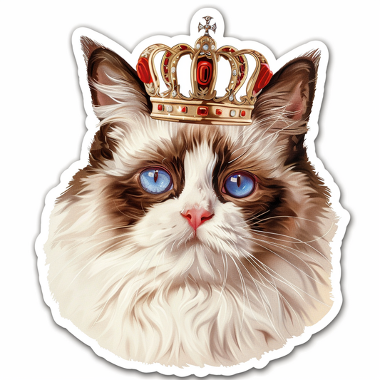 Ragdoll Cat crowned Vinyl Decal Sticker for Car, Laptop, Tumbler and more # F010173