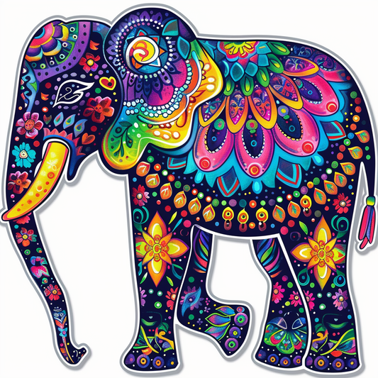 Elephant Expressive surreal Vinyl Decal Sticker for Car, Laptop, Tumbler and more # F022159-4" x 4"