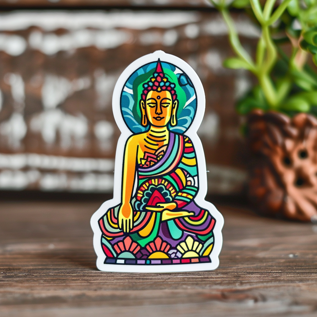 Sticker of a Buddha majestic Expressive surreal Vinyl Decal Sticker for Car, Laptop, Tumbler and more # F016829