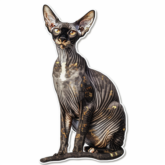 Adorable Cornish Rex Cat Expressive surreal Vinyl Decal Sticker for Car, Laptop, Tumbler and more # F021402-4" x 4"