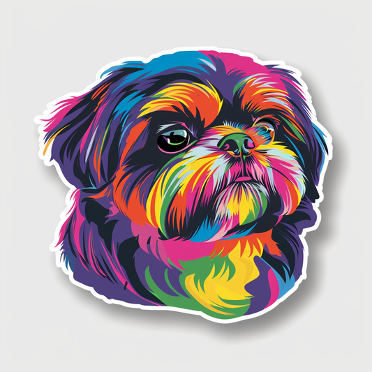 Adorable Shih Tzu Dog Expressive surreal Vinyl Decal Sticker for Car, Laptop, Tumbler and more # F018522