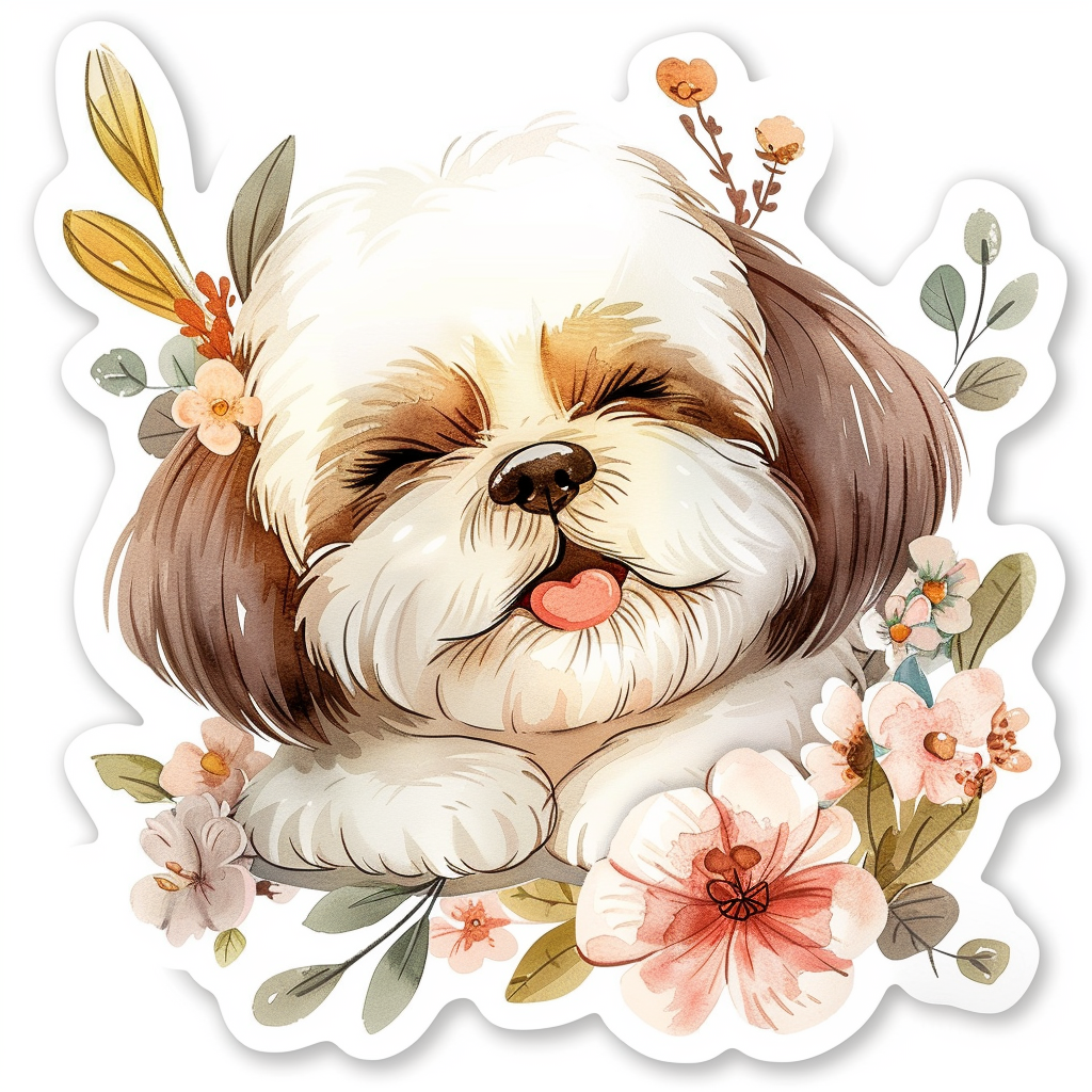Adorable Shih Tzu Dog Expressive surreal Vinyl Decal Sticker for Car, Laptop, Tumbler and more # F018195