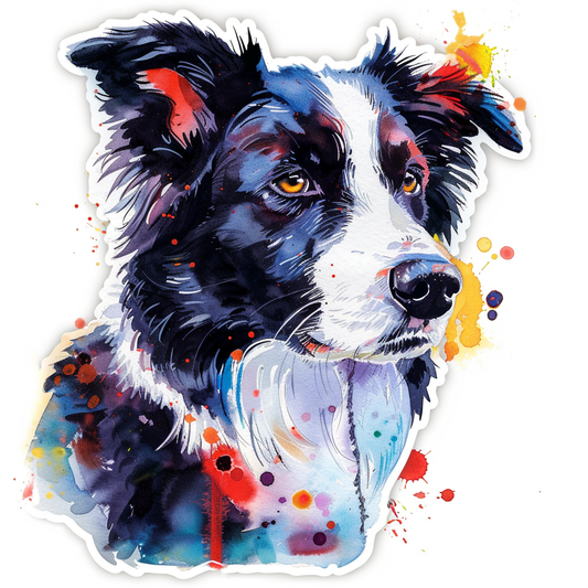 Border Collie Dog majestic Expressive surreal Vinyl Decal Sticker for Car, Laptop, Tumbler and more # F021828-4" x 4"