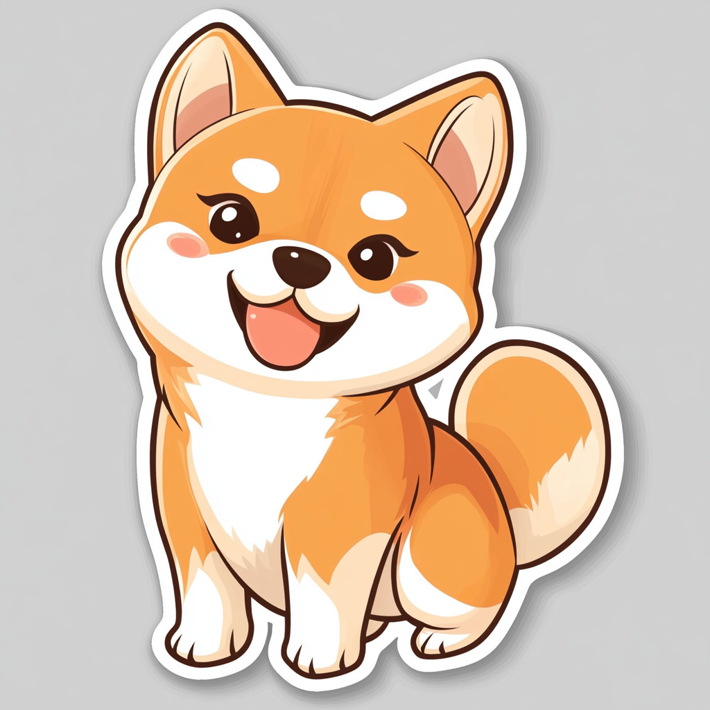 Shiba Inu sticker cartoon style Expressive surreal Vinyl Decal Sticker for Car, Laptop, Tumbler and more # F025826