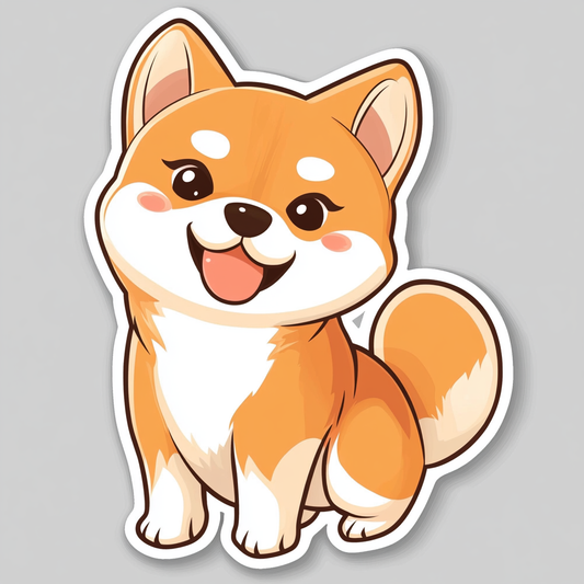 Shiba Inu sticker cartoon style Expressive surreal Vinyl Decal Sticker for Car, Laptop, Tumbler and more # F025826