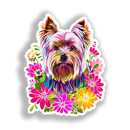 Yorkshire Terrier Dog Vinyl Decal Sticker for Car, Laptop, Tumbler and more # A017226-4" x 4"