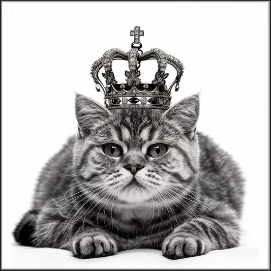 American Shorthair Cat crowned majestic Expressive surreal Vinyl Decal Sticker for Car, Laptop, Tumbler and more # F019805-4" x 4"