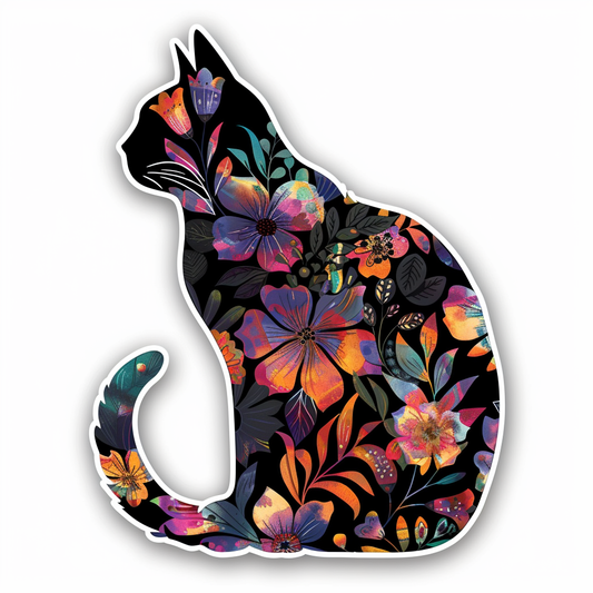 American Shorthair Cat floral majestic Expressive surreal Vinyl Decal Sticker for Car, Laptop, Tumbler and more # F018568
