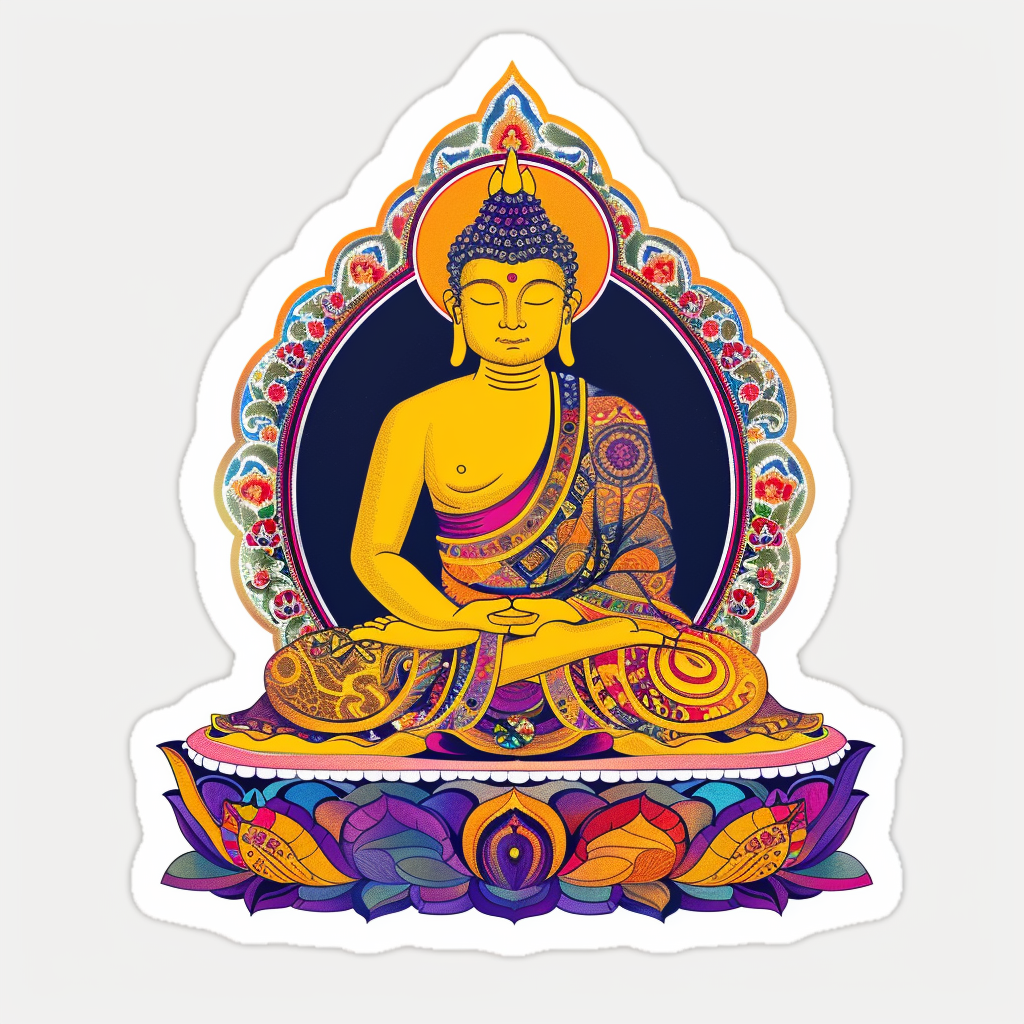 Buddha cartoon majestic Expressive surreal Vinyl Decal Sticker for Car, Laptop, Tumbler and more # F017122