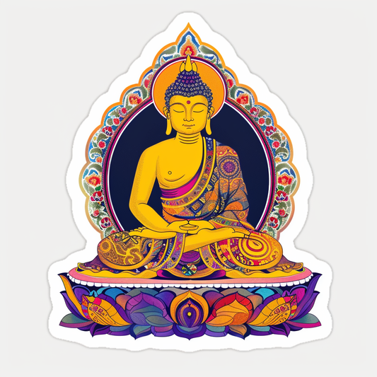Buddha cartoon majestic Expressive surreal Vinyl Decal Sticker for Car, Laptop, Tumbler and more # F017122
