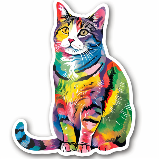 American Shorthair Cat majestic Expressive surreal Vinyl Decal Sticker for Car, Laptop, Tumbler and more # F019850-4" x 4"