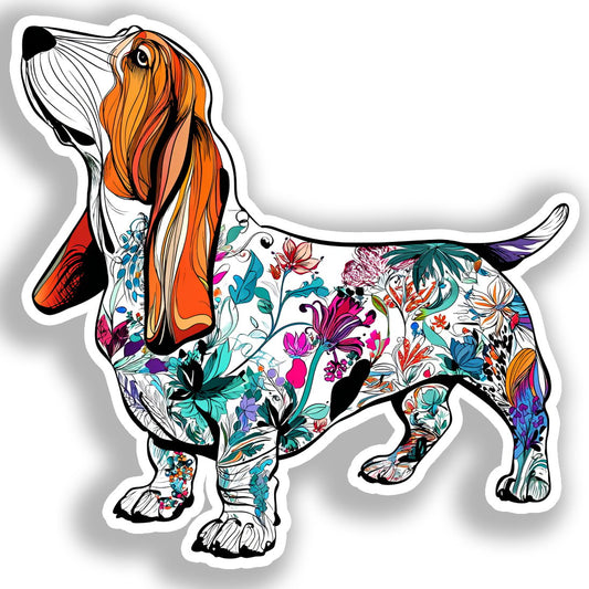 Basset Hound Dog Vinyl Decal Sticker for Car, Laptop, Tumbler and more # A018693-4" x 4"