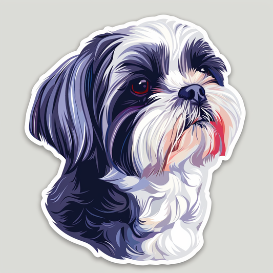Adorable Shih Tzu Dog Expressive surreal Vinyl Decal Sticker for Car, Laptop, Tumbler and more # F018499