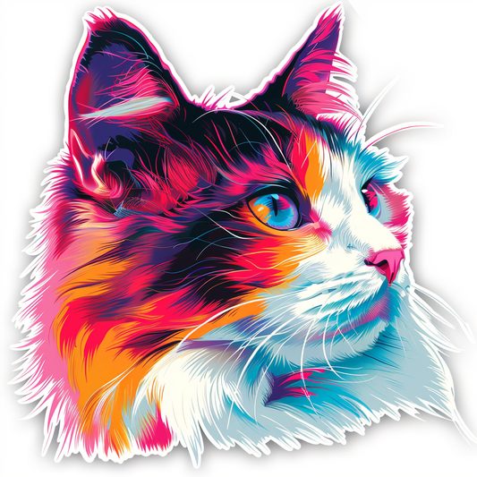 Adorable Turkish Angora Cat  Vinyl Decal Sticker for Car, Laptop, Tumbler and more # F020879-4" x 4"