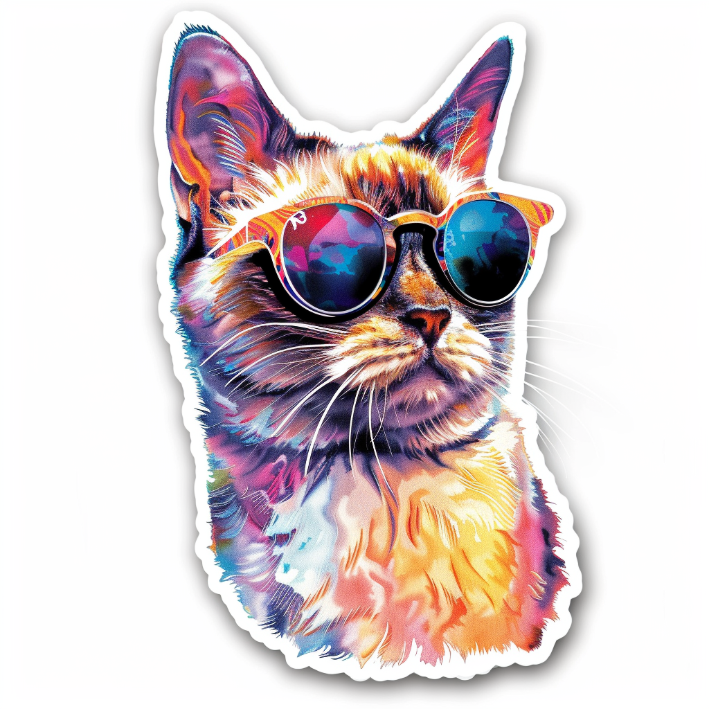 Burmese Cat wearing sunglasses Vinyl Decal Sticker for Car, Laptop, Tumbler and more # F010951