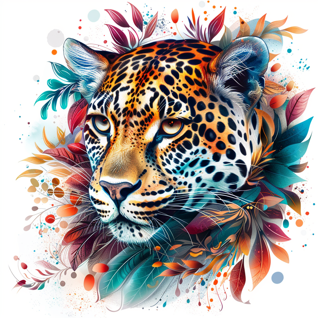 Leopard majestic Expressive surreal Vinyl Decal Sticker for Car, Laptop, Tumbler and more # F022469