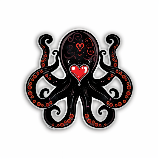 Sticker of a Octopus heartcore majestic Expressive surreal Vinyl Decal Sticker for Car, Laptop, Tumbler and more # F015727