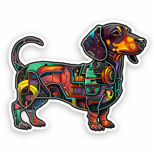 Dachshund Dog cyber punk Vinyl Decal Sticker for Car, Laptop, Tumbler and more # F012876