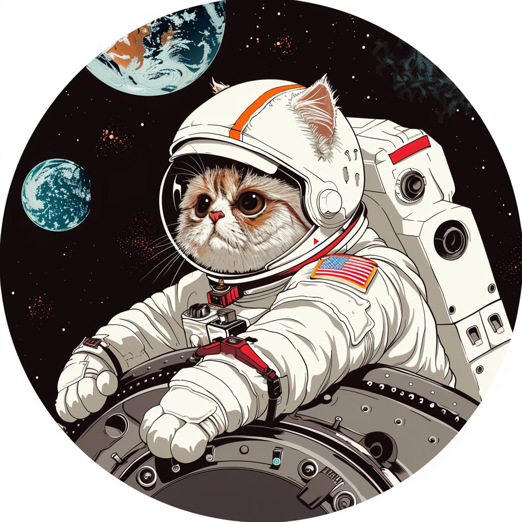Persian Cat Space Expressive surreal Vinyl Decal Sticker for Car, Laptop, Tumbler and more # F016052