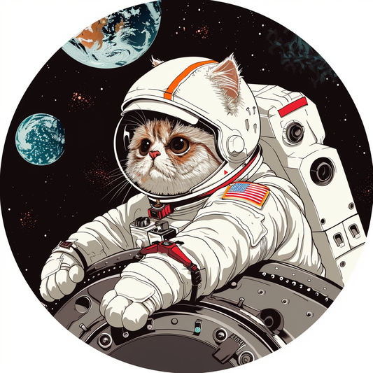 Persian Cat Space Expressive surreal Vinyl Decal Sticker for Car, Laptop, Tumbler and more # F016052