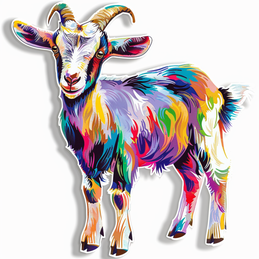 Goat majestic Expressive surreal Vinyl Decal Sticker for Car, Laptop, Tumbler and more # F020601-4" x 4"