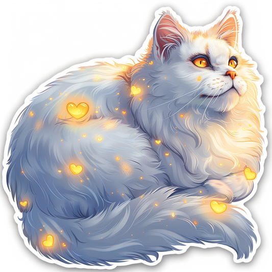 Adorable Turkish Angora Cat  Vinyl Decal Sticker for Car, Laptop, Tumbler and more # F020979-4" x 4"