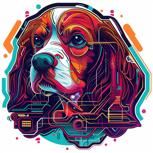 Cocker Spaniel Dog cyber punk Expressive surreal Vinyl Decal Sticker for Car, Laptop, Tumbler and more # F020281-4" x 4"