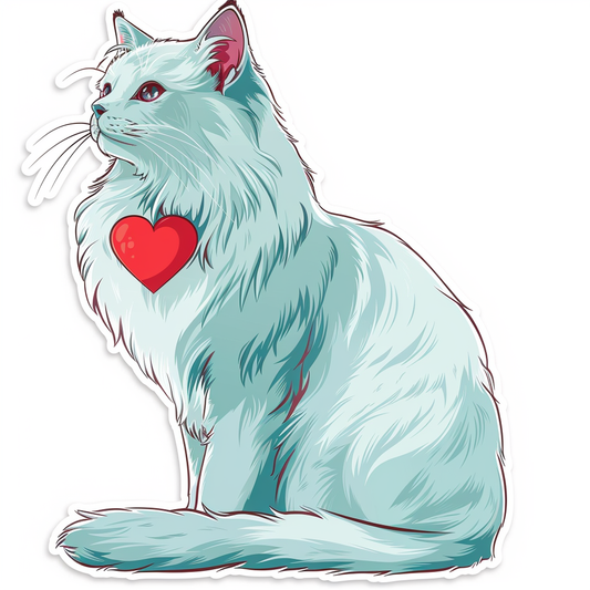 Adorable Turkish Angora Cat  Vinyl Decal Sticker for Car, Laptop, Tumbler and more # F020961-4" x 4"