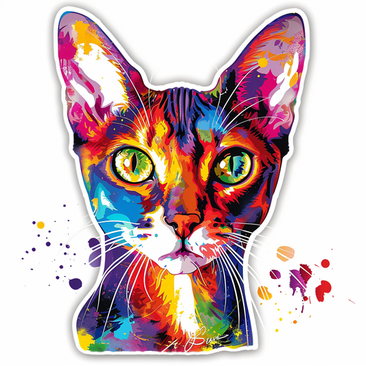 Abyssinian Cat astronaut majestic Expressive surreal Vinyl Decal Sticker for Car, Laptop, Tumbler and more # F021097-4" x 4"