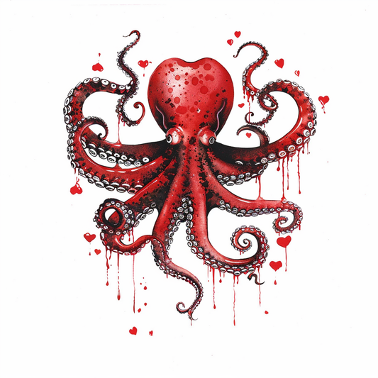 Sticker of a Octopus heartcore majestic Expressive surreal Vinyl Decal Sticker for Car, Laptop, Tumbler and more # F015718