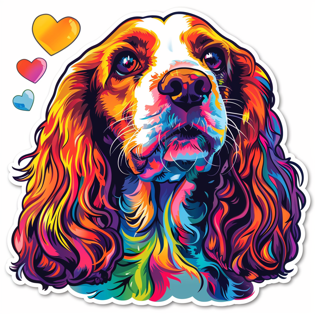 Cocker Spaniel Dog majestic Expressive surreal Vinyl Decal Sticker for Car, Laptop, Tumbler and more # F019943-4" x 4"