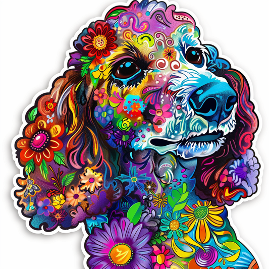 Poodle Dog floral Vinyl Decal Sticker for Car, Laptop, Tumbler and more # F012524