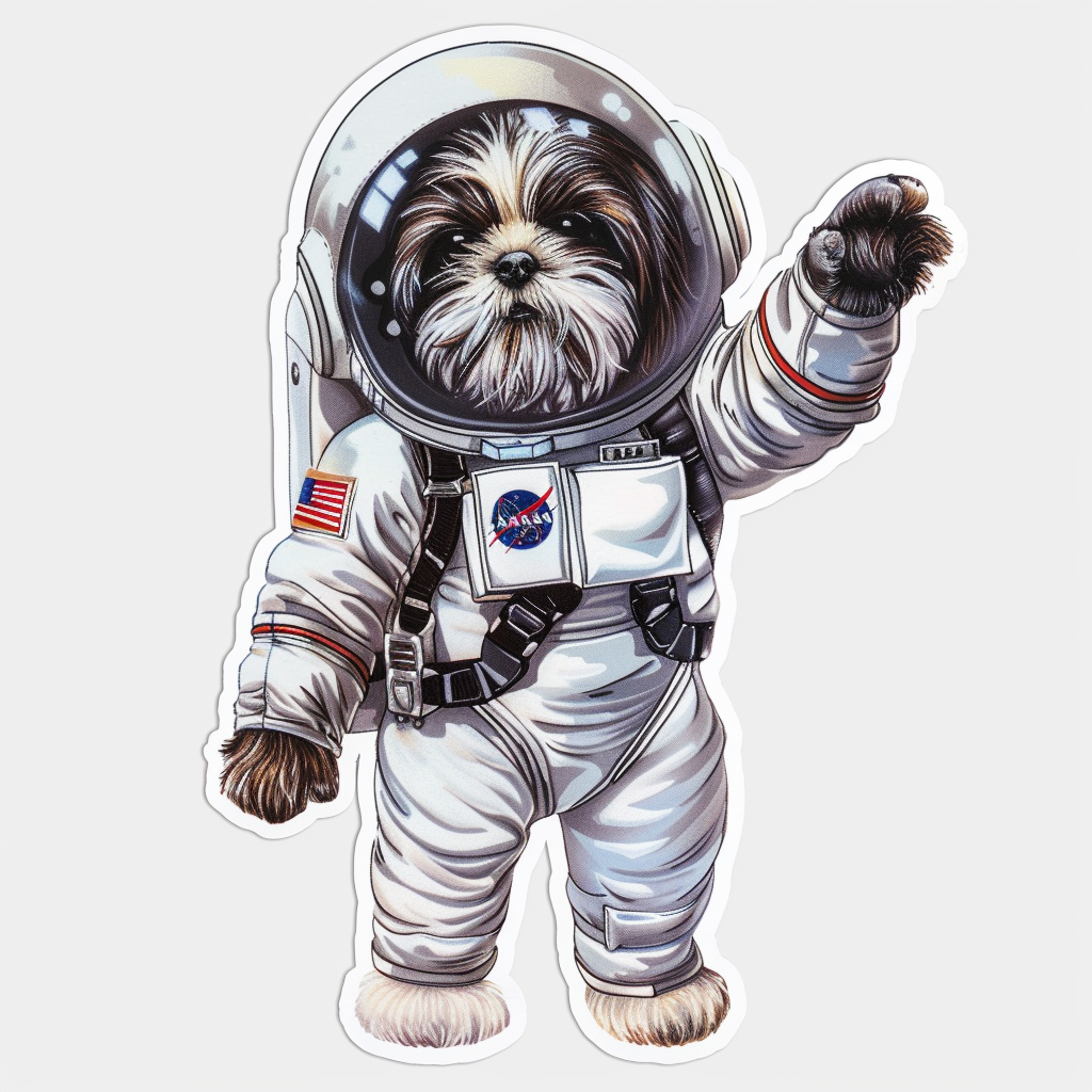 Adorable Shih Tzu Dog Expressive surreal Vinyl Decal Sticker for Car, Laptop, Tumbler and more # F018438