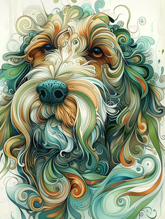 Poster of Goldendoodle dog Expressive surreal Poster # F024266