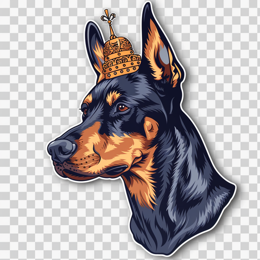 Doberman Pinscher Dog crowned Expressive surreal Vinyl Decal Sticker for Car, Laptop, Tumbler and more # F019340