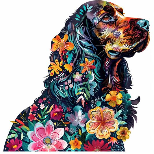Cocker Spaniel Dog floral majestic Expressive surreal Vinyl Decal Sticker for Car, Laptop, Tumbler and more # F020029-4" x 4"