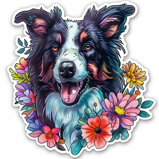 Border Collie Dog majestic Expressive surreal Vinyl Decal Sticker for Car, Laptop, Tumbler and more # F021731-4" x 4"