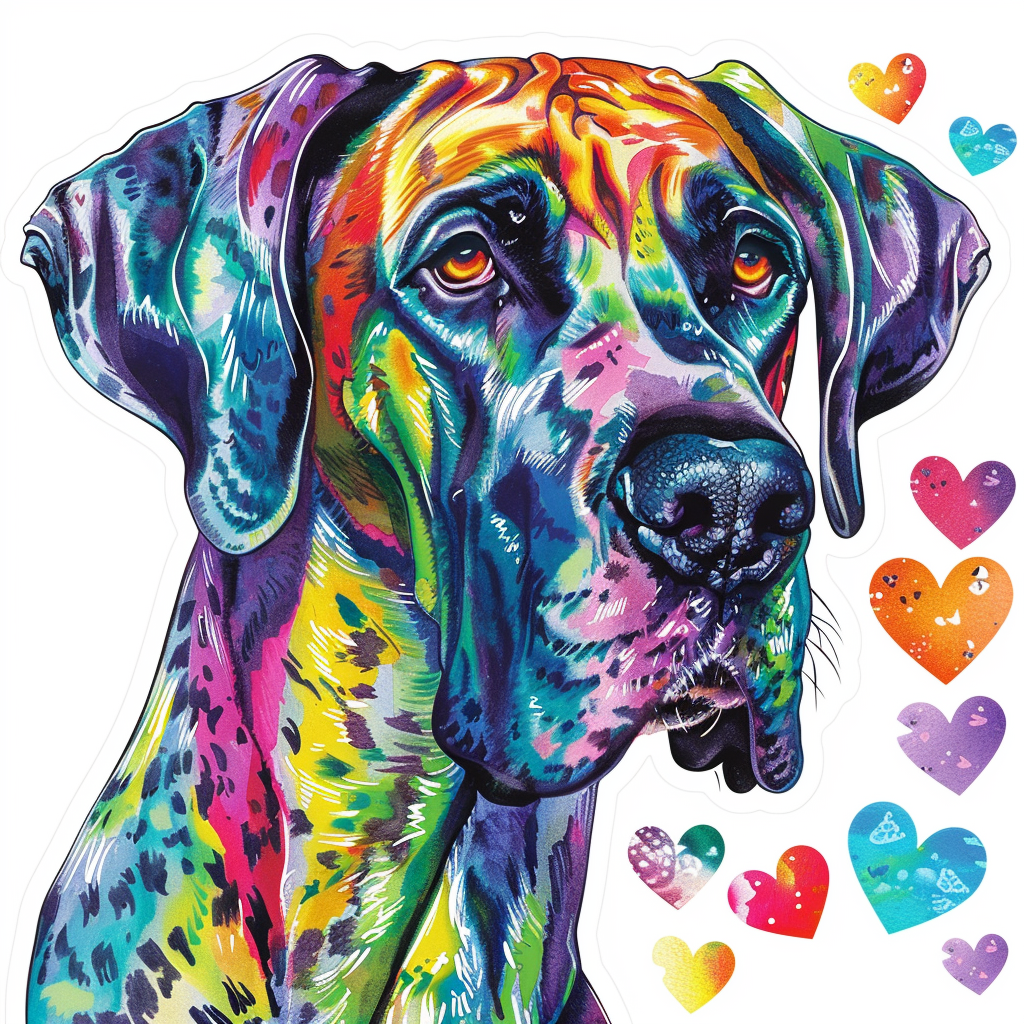 Adorable Great Dane Dog Expressive surreal Vinyl Decal Sticker for Car, Laptop, Tumbler and more # F017945