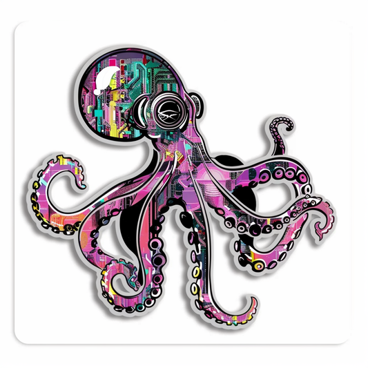 Sticker of a Octopus cyber punk majestic Expressive surreal Vinyl Decal Sticker for Car, Laptop, Tumbler and more # F015628