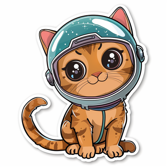 Abyssinian Cat astronaut majestic Expressive surreal Vinyl Decal Sticker for Car, Laptop, Tumbler and more # F021308-4" x 4"