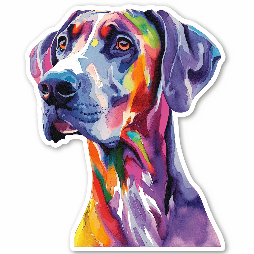 Adorable Great Dane Dog Expressive surreal Vinyl Decal Sticker for Car, Laptop, Tumbler and more # F017880