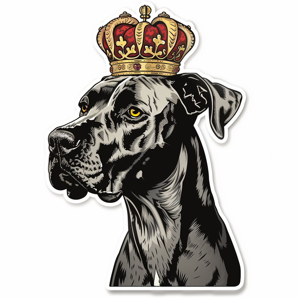 Great Dane Dog crowned majestic Expressive surreal Vinyl Decal Sticker for Car, Laptop, Tumbler and more # F017818