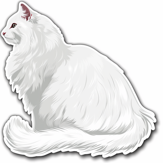Adorable Turkish Angora Cat  Vinyl Decal Sticker for Car, Laptop, Tumbler and more # F020823-4" x 4"