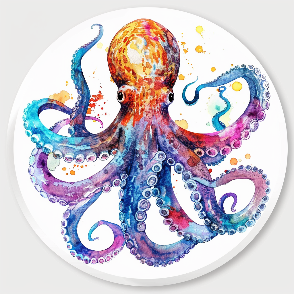 Sticker of a Octopus heartcore majestic Expressive surreal Vinyl Decal Sticker for Car, Laptop, Tumbler and more # F015449