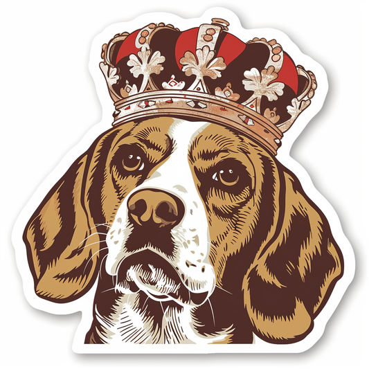 Beagle dog crowned Vinyl Decal Sticker for Car, Laptop, Tumbler and more # F012010