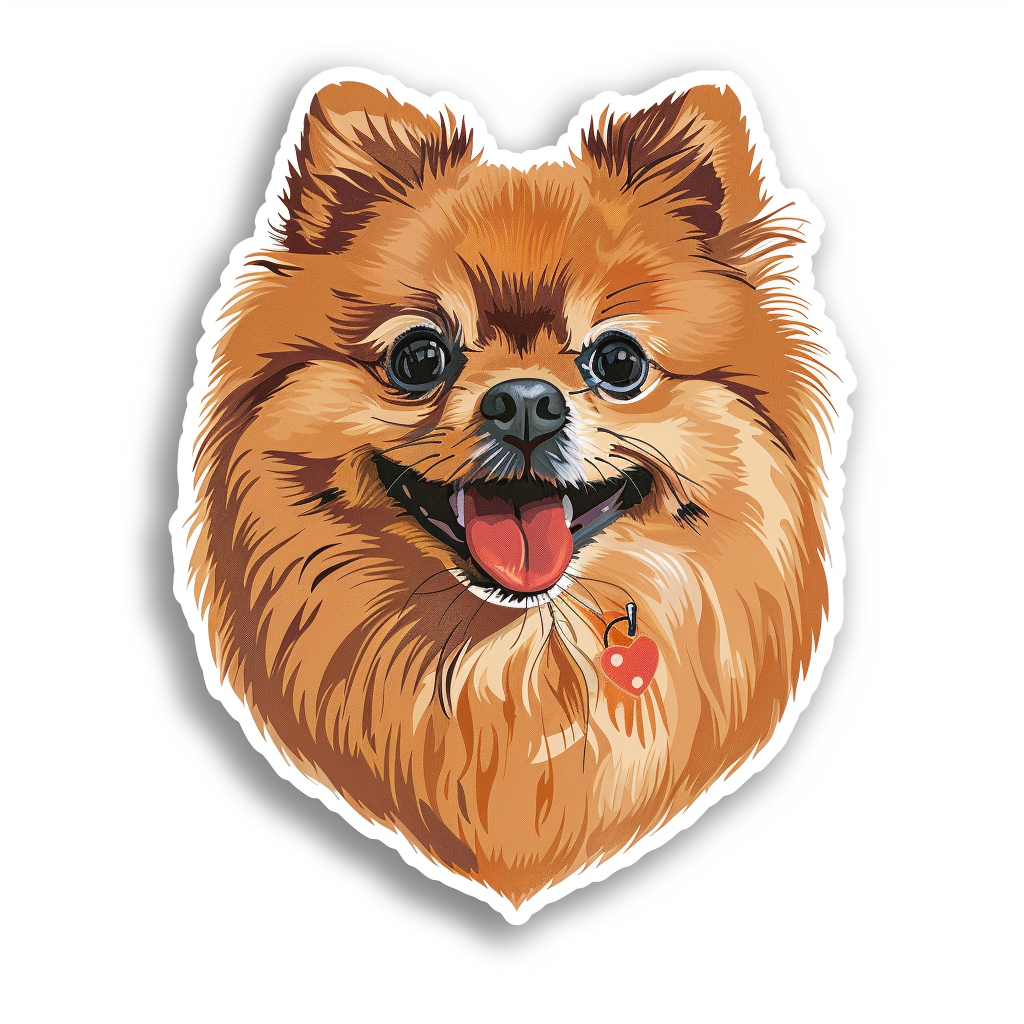 Sticker of a Pomeranian Dog majestic Expressive surreal Heartcore Vinyl Decal Sticker for Car, Laptop, Tumbler and more # F014046