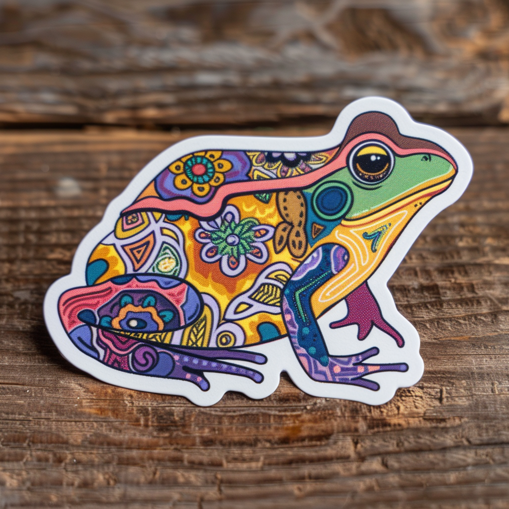 Sticker of a Frog floral majestic Expressive surreal Vinyl Decal Sticker for Car, Laptop, Tumbler and more # F016598