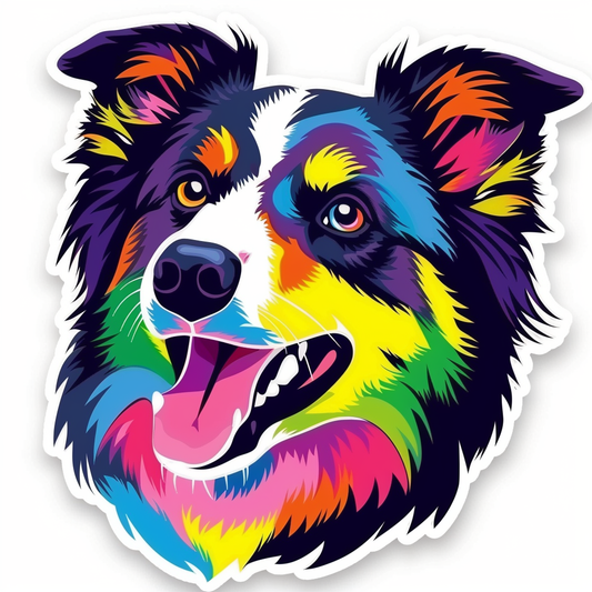 Border Collie Dog majestic Expressive surreal Vinyl Decal Sticker for Car, Laptop, Tumbler and more # F021797-4" x 4"
