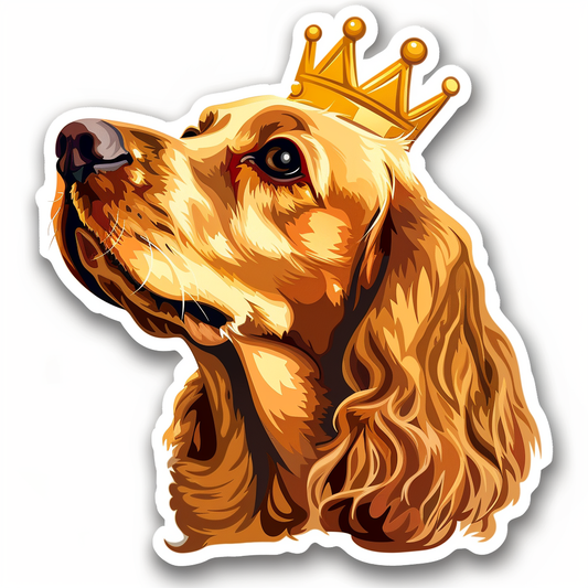 Cocker Spaniel Dog crowned majestic Expressive surreal Vinyl Decal Sticker for Car, Laptop, Tumbler and more # F020253-4" x 4"