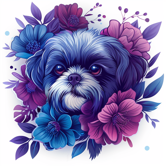 Adorable Shih Tzu Dog Expressive surreal Vinyl Decal Sticker for Car, Laptop, Tumbler and more # F018347
